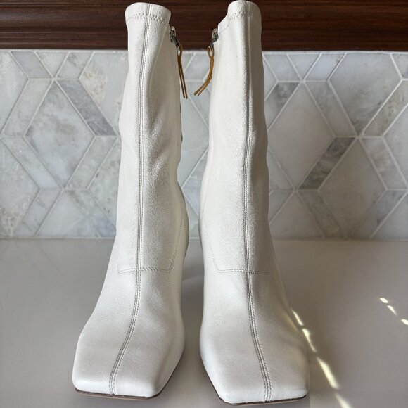 Oncept Size 8 Ankle Bootie Oval Heel Zipper White Orange Lyon Boot Square Toe - Picture 2 of 10